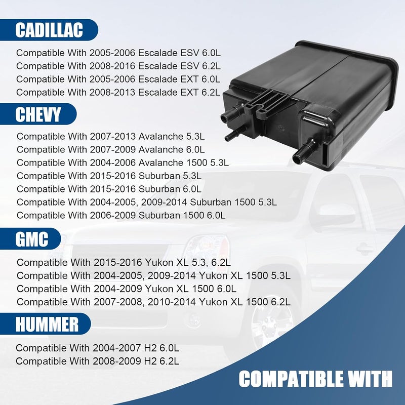 RALZAOTO Vapor Canister Compatible with Cadillac Escalade ESV EXT Chevy Suburban Avalanche 1500 GMC Yukon XL Hummer H2 2004-2016 5.3L 6.0L 6.2L Evap Charcoal Canister Replaces# 22963841 911-199 12573649 - Image 3